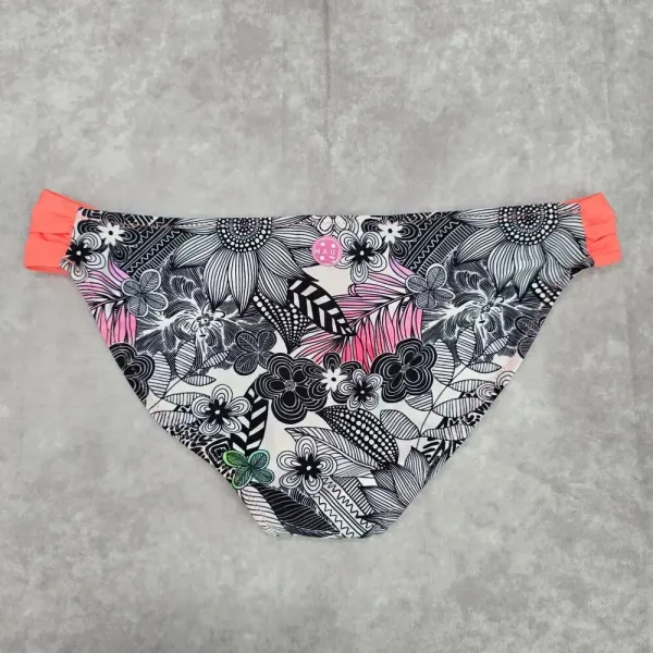 Maui and‎ Sons Black White Pink Floral Cheeky Medium Bikini Bottom Swimwear - Image 2