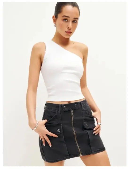 Reformation Marcus Denim Mini Skirt Sz 29 - Image 2
