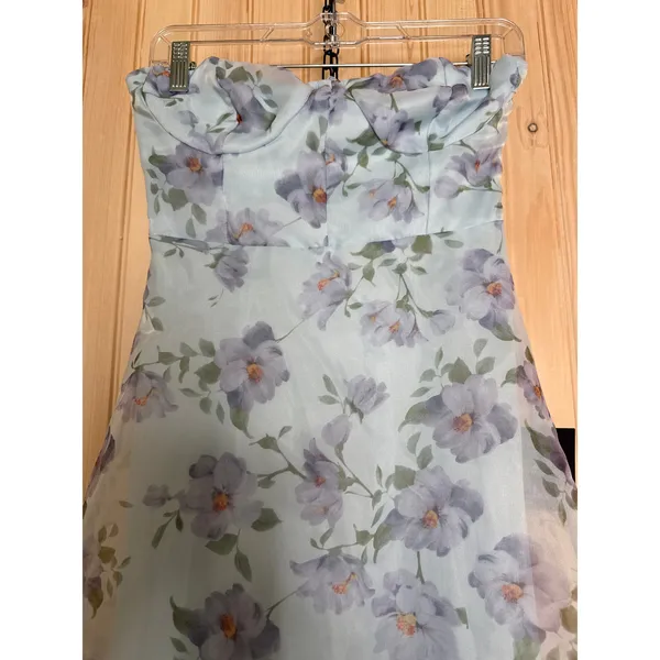 NWT Lulus Chic Preciousness Light Blue Floral Organza Bustier Maxi Dress Size XS - Image 6