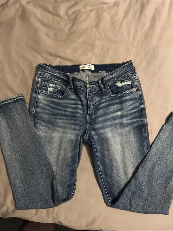 BKe Stella Blue Distressed Skinny Jeans - Image 10