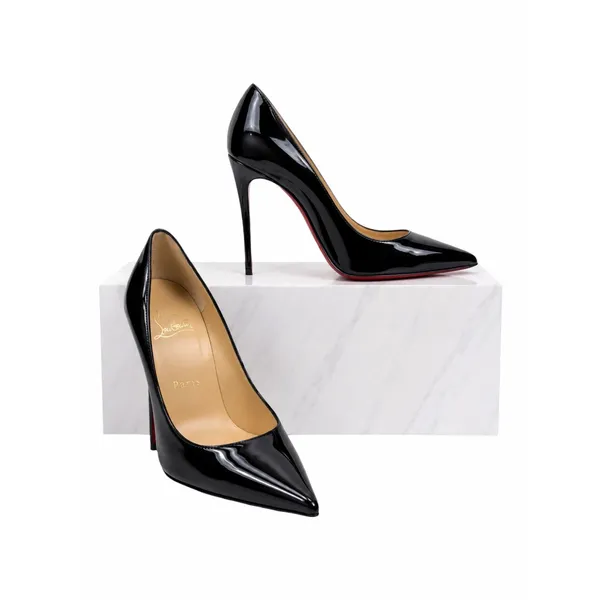 Christian Louboutin Kate 100 Patent Leather Pointed Toe Pump Black Size 36 - Image 2