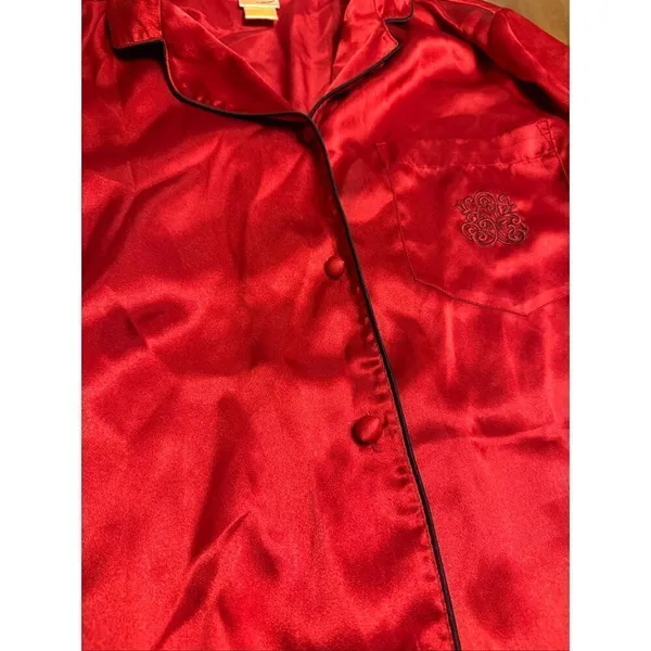 VTG Sophia by Delicates Red 2pc Satin Pajama Set Size Small - Image 2