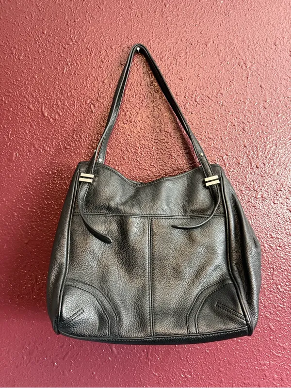 Franco Sarto Black Pebbled Leather Shoulder Bag - Image 6