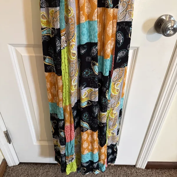 Privy NWT Patchwork Maxi Dress W Spaghetti Straps Size Small Boho Hippie Cottage - Image 3