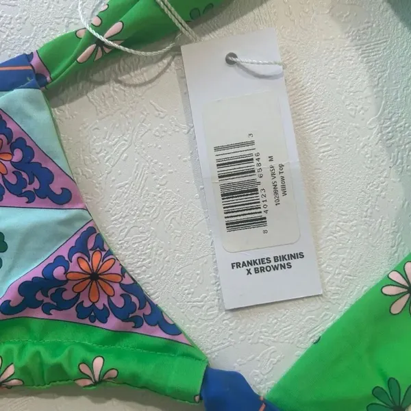 Frankies Bikinis x Browns Willow Top Medium Green Floral Tie Bikini NWT - Image 6