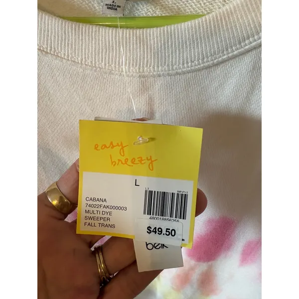 Cabana by Crown & Ivy Women Large Tie Dye Sweeper Sweatshirt Pink Yellow White - Image 5