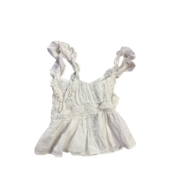 Abercrombie Fitch White Smocked Peplum Tank Top Ruffle Straps XS‎ Cottagecore - Image 2