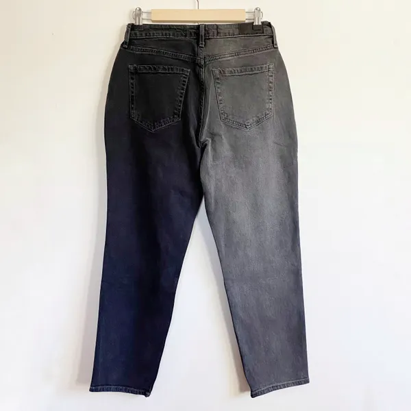 Two Tone Gray High Rise Mom Jean 27 - Image 5