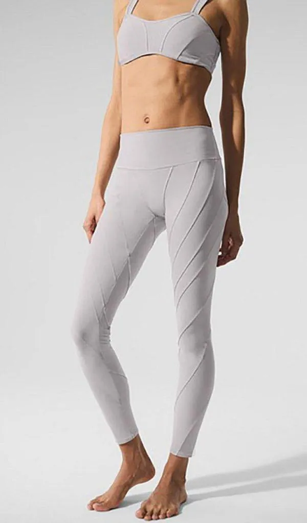BUNDLE Alo Washed Alosoft Sunray Bra & High-Waist Legging Grey Sky Wash SET XS - Image 4