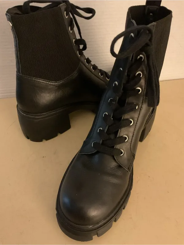 Steve Madden women leather Black Lace-Up Combat Nanet Boots US 9.5 - Image 10