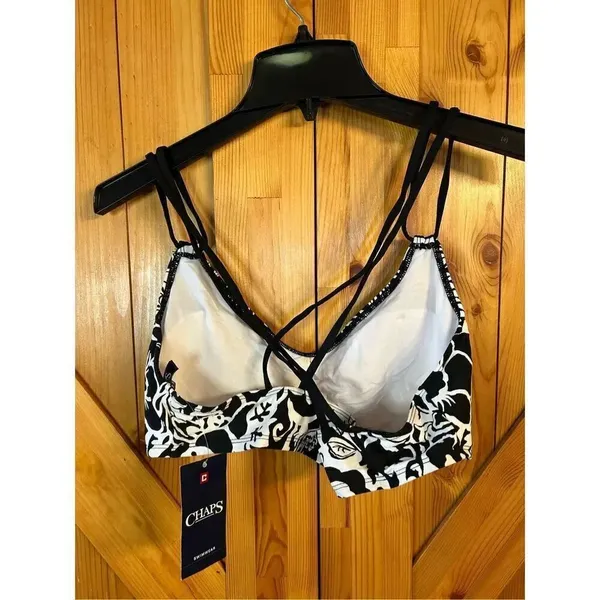 Chaps Swimsuit Top Size 16 nwt Black White (0822) - Image 2