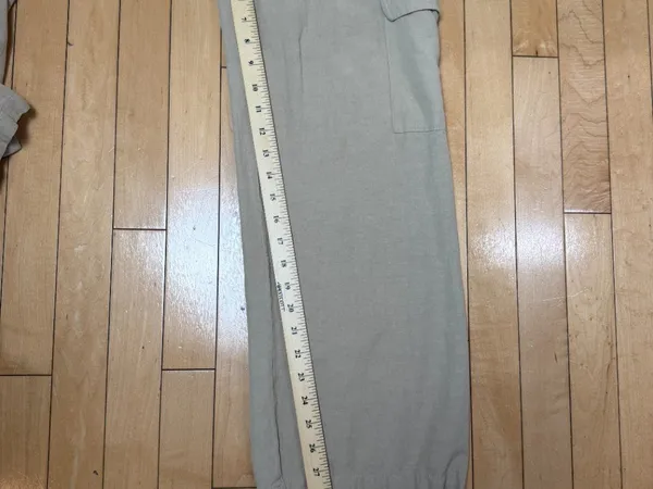 Bershka European Linen Blend Cargo Wide Leg Pants Trousers Size Small - Image 5