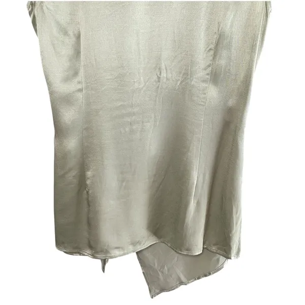 NWT‎ ANTHROPOLOGIE Iridescent Satin Wrap Top, Small, Metallic Sleeveless Ruched - Image 8
