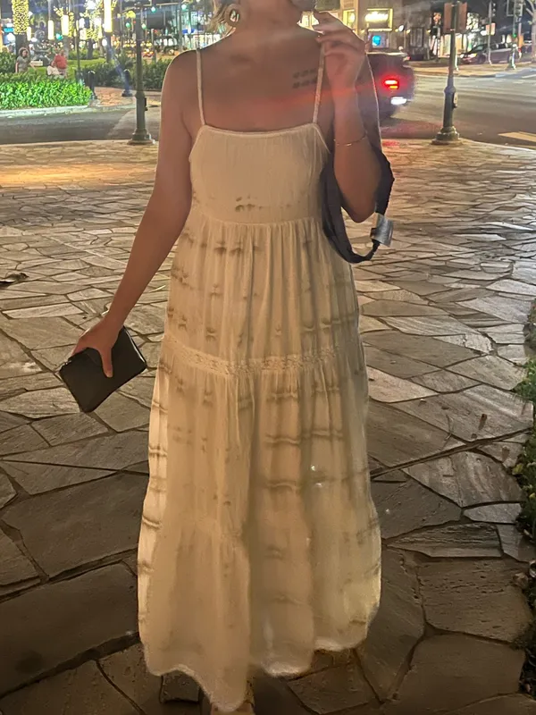 aerie White Maxi Slip Dress - Image 4