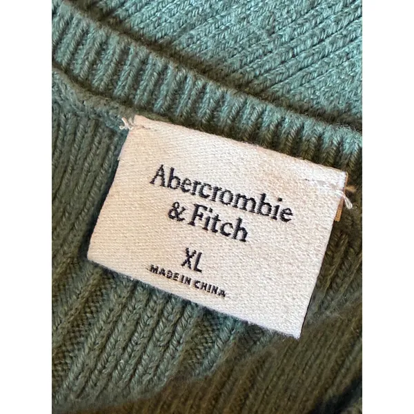 Abercrombie & Fitch Womens XL Sage Green Ribbed‎ Knit Midi Bodycon Dress Slit - Image 4