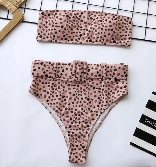 Boutique Polka Dots bandeau high waist belted Bikini - Image 4