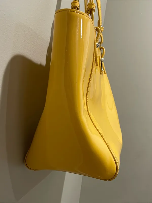 Dooney & Bourke Yellow Patent Leather Tote Shoulder Bag Purse Womens Handbag - Image 5