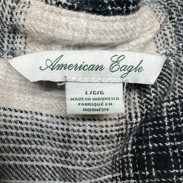 American Eagle Plaid Flannel Long Sleeve Shirt Dress Womens Large Y2K Grunge - Image 3