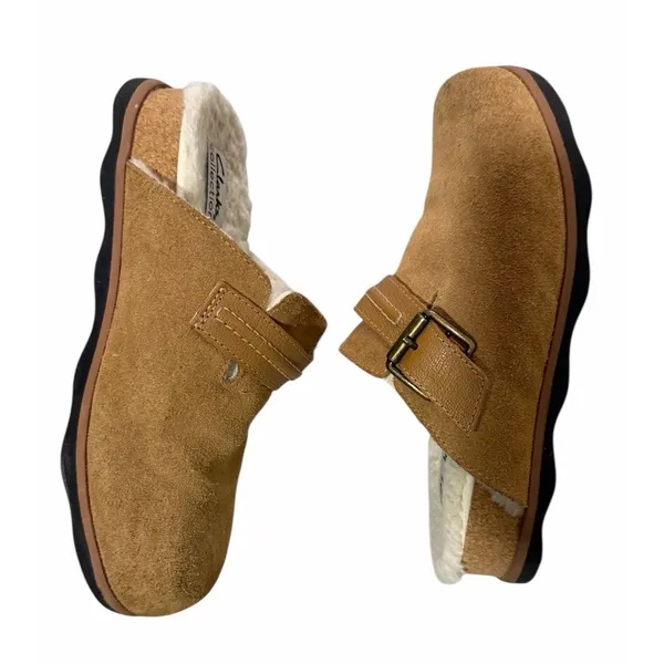Clarks‎ Brynn Slide Tan Suede/Faux Lining Slide Clog Shoes Women's Size 6.5M - Image 7
