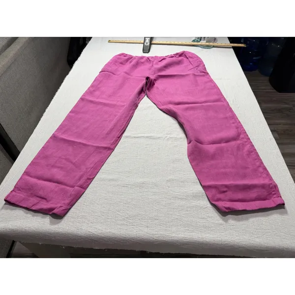 Sunbelt Women's XL Magenta Pink 100% Linen 2 Piece Shirt and Pants Set USA Made - Image 6