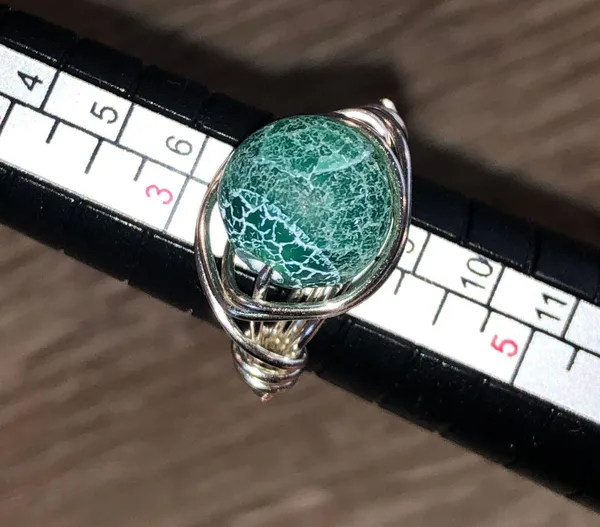 Handmade Wire Wrapped Stone Ring Silver - Image 4