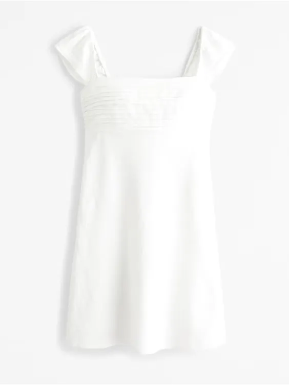 Abercrombie & Fitch A&F Emerson Cap Sleeve Mini Dress Linen White Medium NEW - Image 3