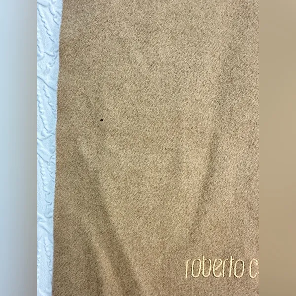 Roberto Cavalli Tan Scarf Luxurious Fringe Wrap - Image 4