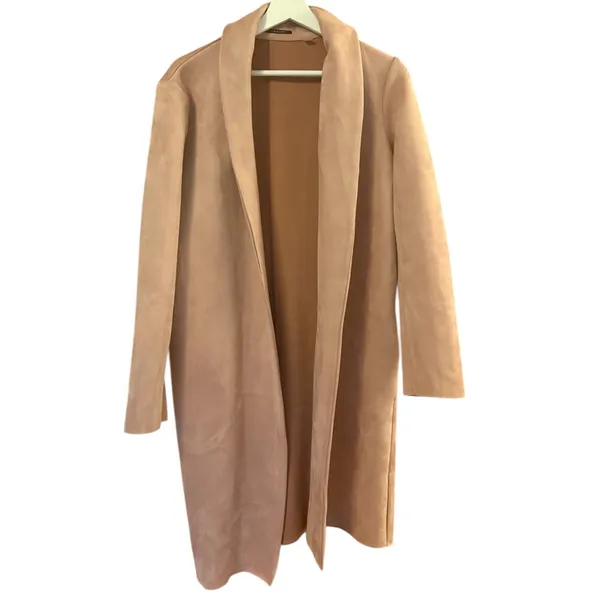 Nordstrom Tahari Dusty Pink Faux Suede Longline Jacket Size Medium - Image 2