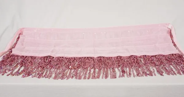 Pink Sequin Belly Dance Hip Scarf Tassel Wrap Sparkly Fringe Skirt ONE SIZE - Image 8