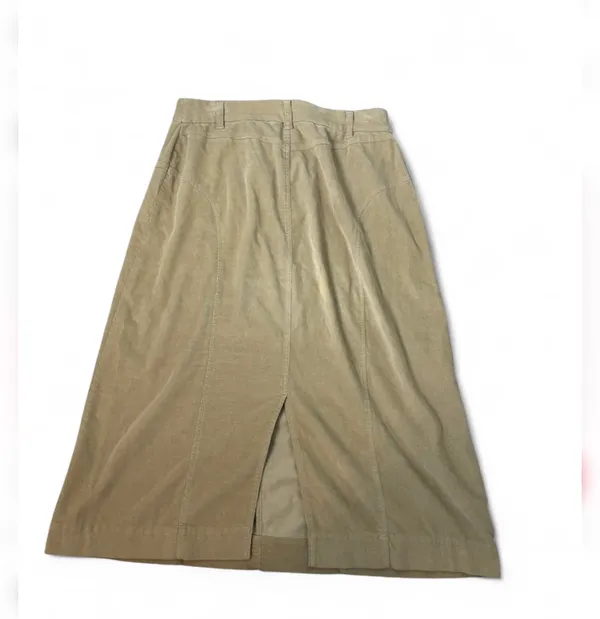 Women’s Croft & Barrow Stretch Khaki Corduroy A-Line Midi Skirt Size 12 - Image 3