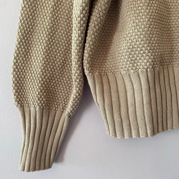 Free People Beach Cream Knit V-neck Cardigan Sweater Cotton Women's size Small - Image 4