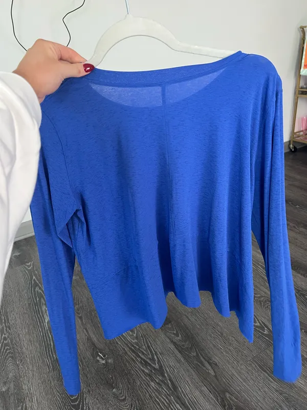 Free People Blue Long Sleeve Top - Image 4