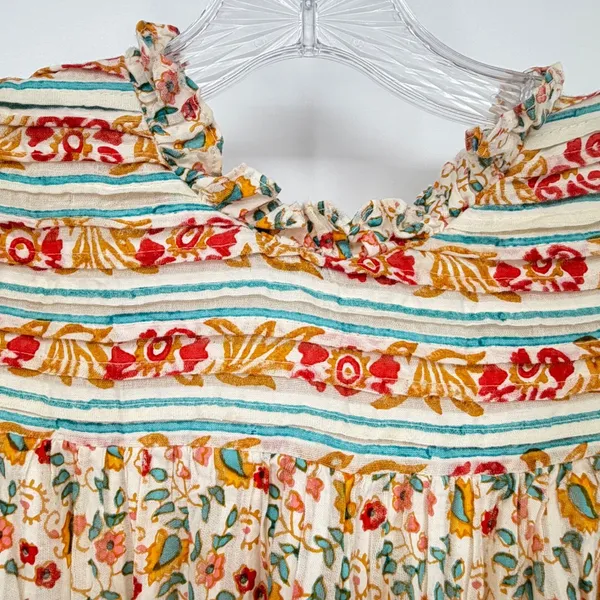 Cleobella‎ Dallas Floral Print Mini Dress Womens XS Cream Boho Feminine Coquette - Image 7