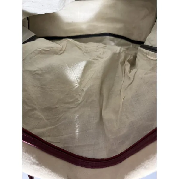 Carolina Herrera Canvas Leather Trim Tote Bag Beige Shopper Travel Bag P - Image 5