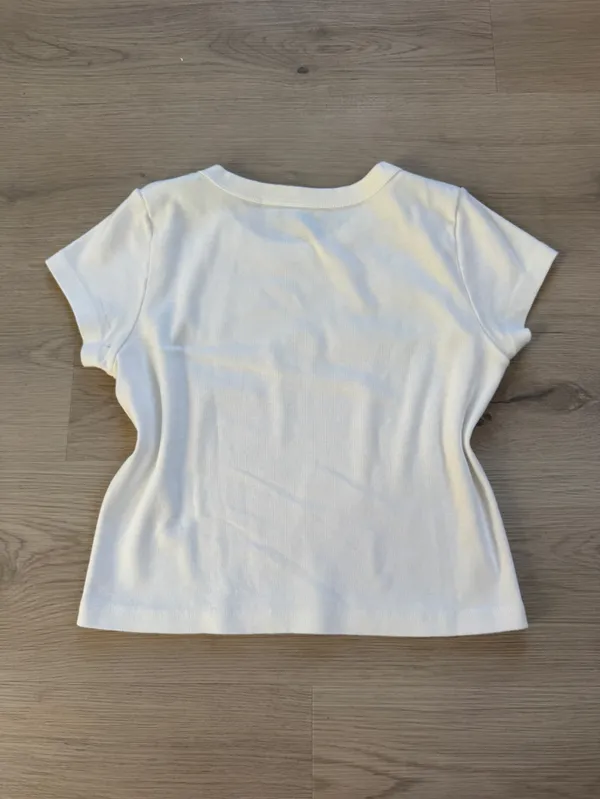 Brandy Melville White Tee with Black Star Patch - Image 3