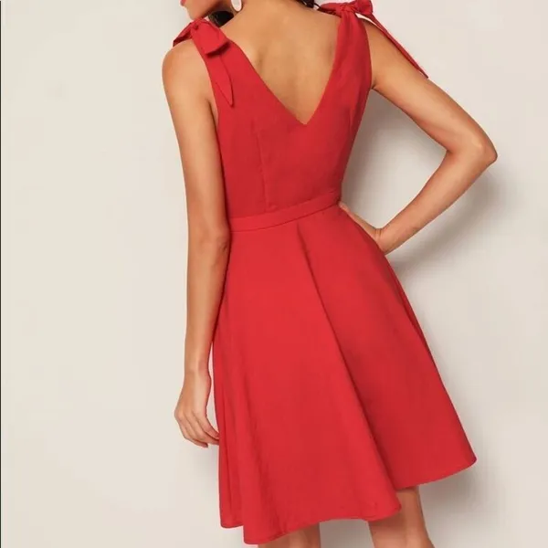 ✨HP✨Tie Strap Plunging Button Up Skater Dress✨ - Image 4