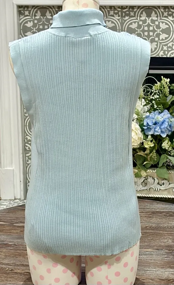 VARLEY Anastasia Rib Knit Mock Neck Tank - Winter Sky (Light Blue) - Large - NWT - Image 12