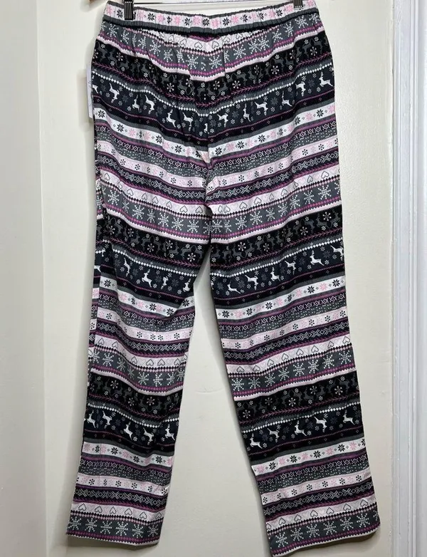 Joyspun Flannel Pajama Bottoms Multiprint Women’s Size Medium gray Pink NEW - Image 5
