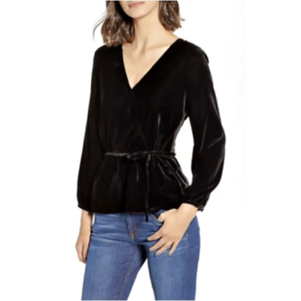 NWT J. Crew Velvet Wrap V-Neck Blouse 8 - Image 3