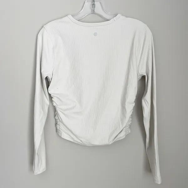 Lululemon Size 6 All It Takes Ribbed Nulu Long Sleeve Shirt Bone White - Image 3