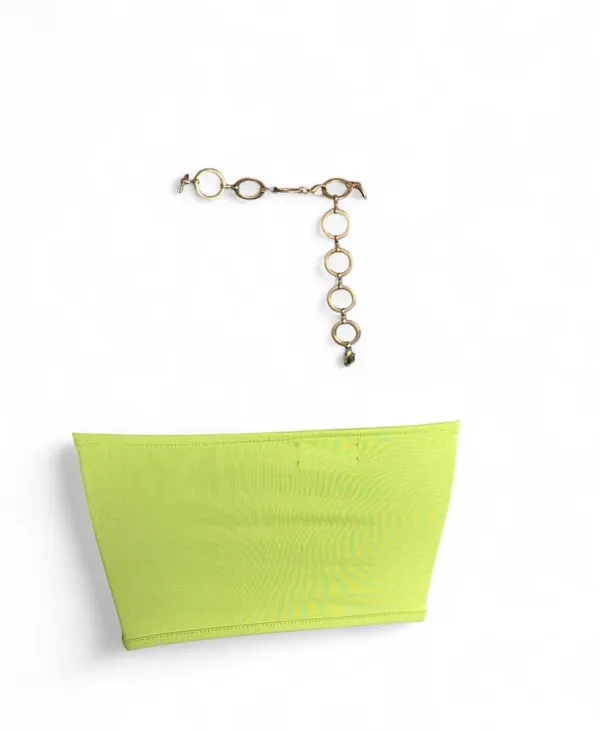 Edikted lime green strapless top with gold chain detail Size M edgy #festival - Image 2