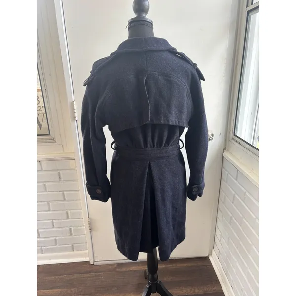 AllSaints Spitalfields 100% Wool Belted Plaid Military Jacket size 12‎ layered - Image 7