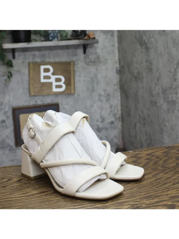 NWT Lifestride Slingback Strappy Dress Sandals Block Heel Bone Off White 8.5M - Image 8
