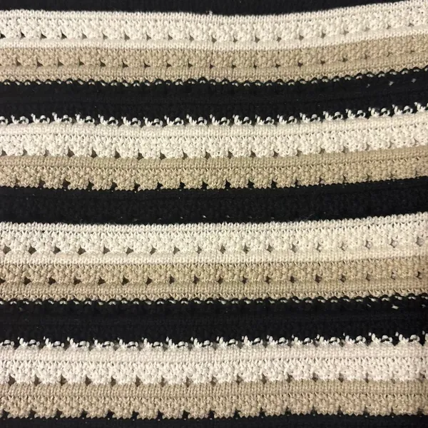 Ann Taylor Striped Crewneck Sweater in Black & Cream with Taupe Accents Sz M - Image 4
