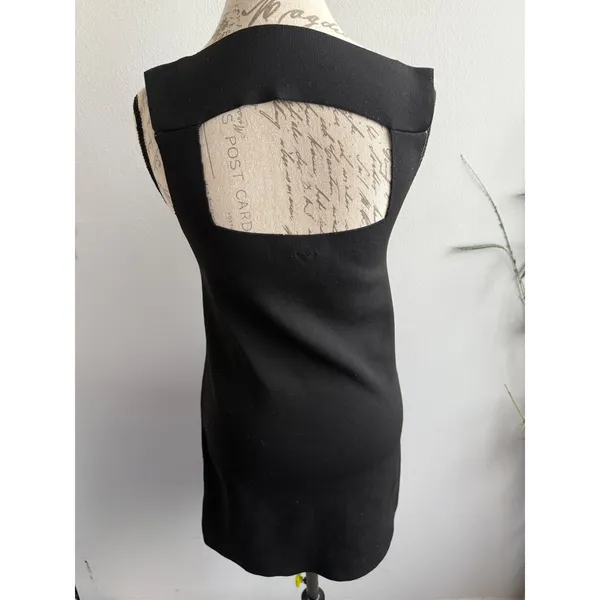 Free People Mini‎ Dress Black Sleeveless Square Neck Back Cut Out Party Cocktail - Image 3