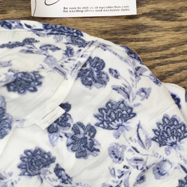 NWT Ny Collection Petites Crinkle Tiered Maxi Dress PCOD0984 Blue / White PL - Image 5