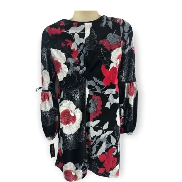New Madison Leigh red black floral velvet dress - Image 3