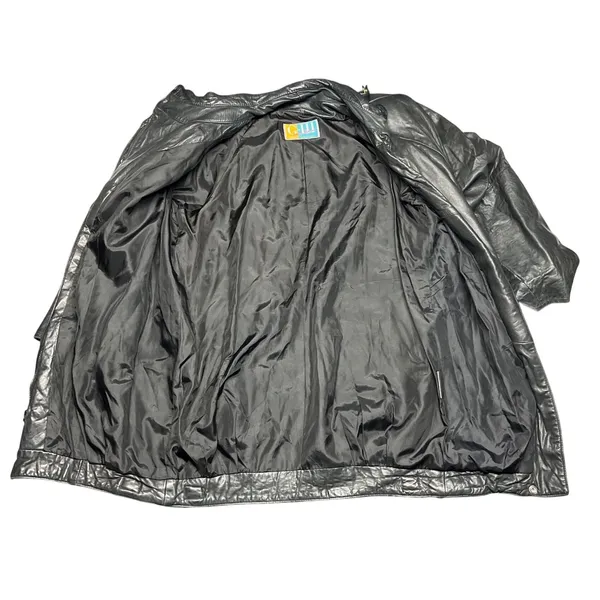 Vintage G-III Leather Fashions Oversized Black Leather Jacket Drawstring Waist - Image 5