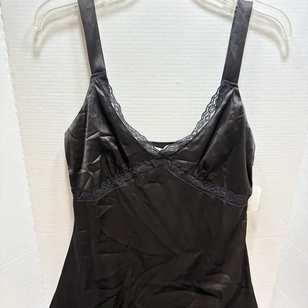 Altar’d State Black Satin And Lace Long Slip Dress Size M Elegance - Image 2