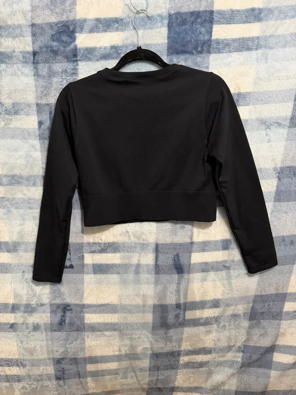 Offline by Aerie Black Long Sleeve Athletic Crop Top - Image 3